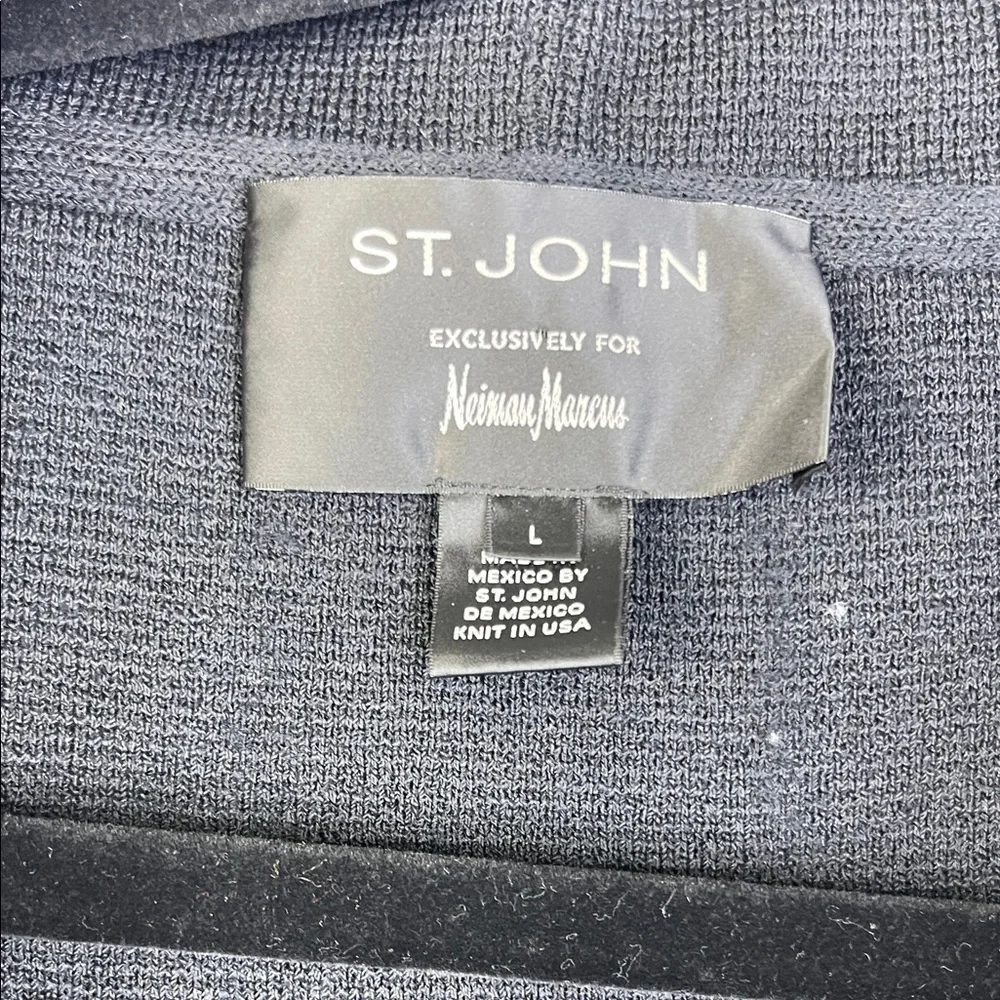 St. John Collection Wool black and taupe color-block Santana knit cardigan L